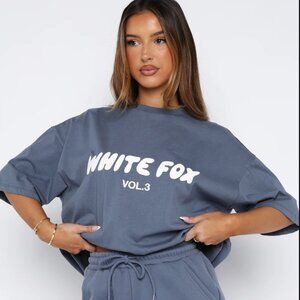 White Fox Offstage Oversized Tee Shirt Ocean Blue Size Medium Large